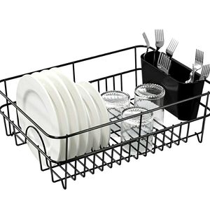 Dish Drying Rack with white Cutlery Cup